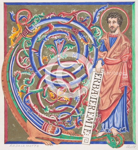 Illuminated Initial and Saint, 1830-62. Creator: Freeman Gage Delamotte.