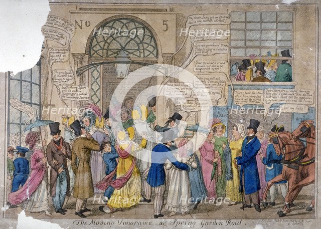 'The moving panorama, or Spring Garden rout...', 1823.                         Artist: Anon