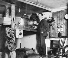 The projection room of the City movie theatre, Landskrona, Sweden, 1910. Artist: Unknown
