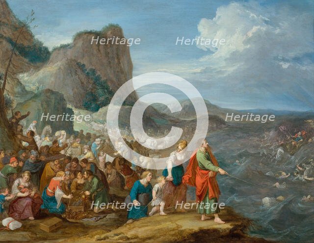 Moses parting the waters of the Red Sea, First Half of 17th cen.. Creator: Jordaens, Hans III (1590-1643).