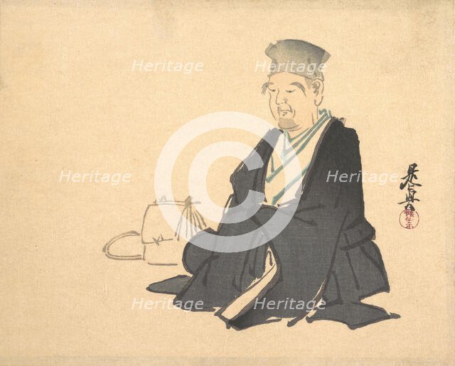 Portrait of Rikyu (?), ca. 1875., ca. 1875. Creator: Shibata Zeshin.