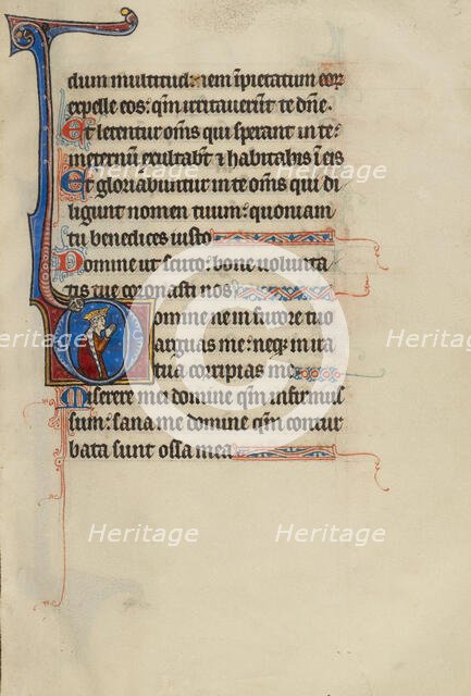 Initial D: David Kneeling in Prayer; Bute Psalter, text and illumination about 1285. Creator: Bute Master.