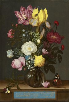 Bouquet of Flowers in a Glass Vase, 1621. Creator: Ambrosius Bosschaert the Elder.
