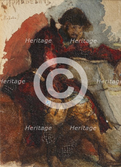 Illustration to the poem The Song of the Merchant Kalashnikov by M. Lermontov, 1880s. Artist: Vrubel, Mikhail Alexandrovich (1856-1910)