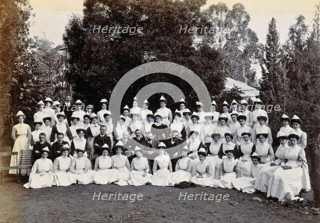 Johannesburg Hospital, South Africa: group of nurses and doctors, c1905. Creator: Unknown.