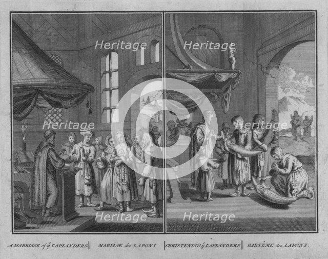 'Marriage of Laplanders/  Christening of Laplanders', 1726. Artist: Claude Dubosc.