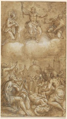 Plague Victims Pleading for Help from Christ, the Virgin, and Saint Roch, 1567/1573. Creator: Lattanzio Gambara.