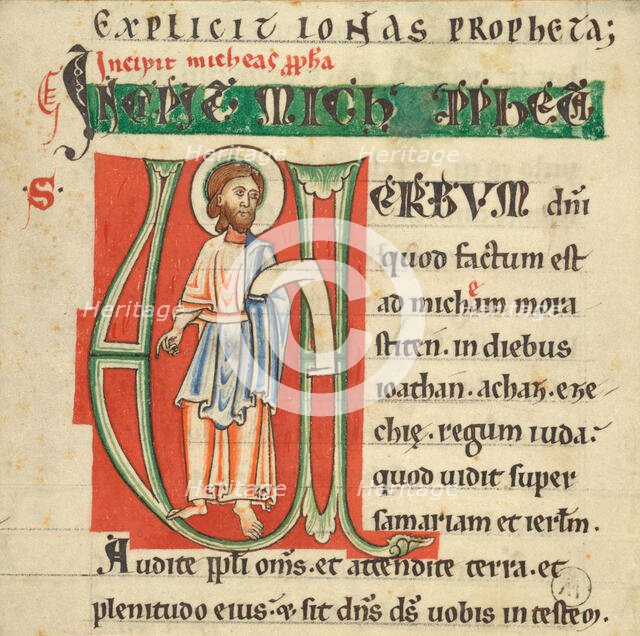 Historiated Initial from a Bible, about 1131-1165. Creator: Unknown.