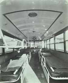 Interior of coach type ambulance, Western Ambulance Station, Fulham, 1935. Artist: Unknown.