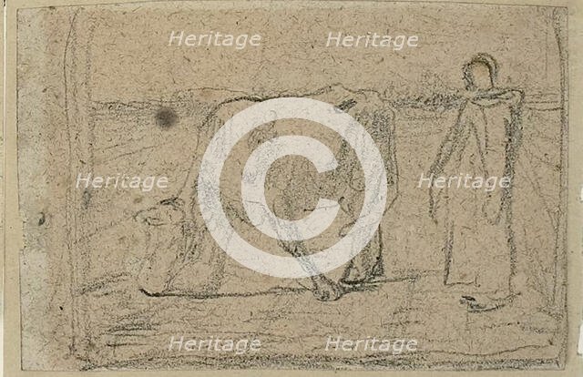 Study for Woman Pasturing her Cow, c. 1858. Creator: Jean Francois Millet.