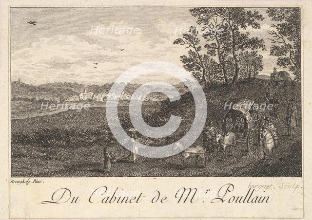 Landscape with Cart after the painting in the cabinet of Mr. Poullain, 1780. Creator: JF Borgnet.