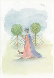 A medieval lady in a garden, 2004. Creator: Judith Dobie.