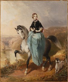 Horsewoman with a dog, c. 1850. Creator: Briullov, Karl Pavlovich (1799-1852).