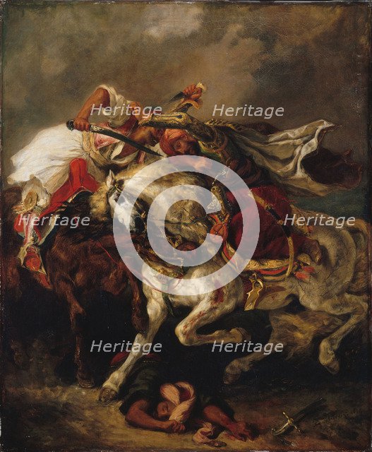 The Combat of the Giaour and the Pasha. Artist: Delacroix, Eugène (1798-1863)