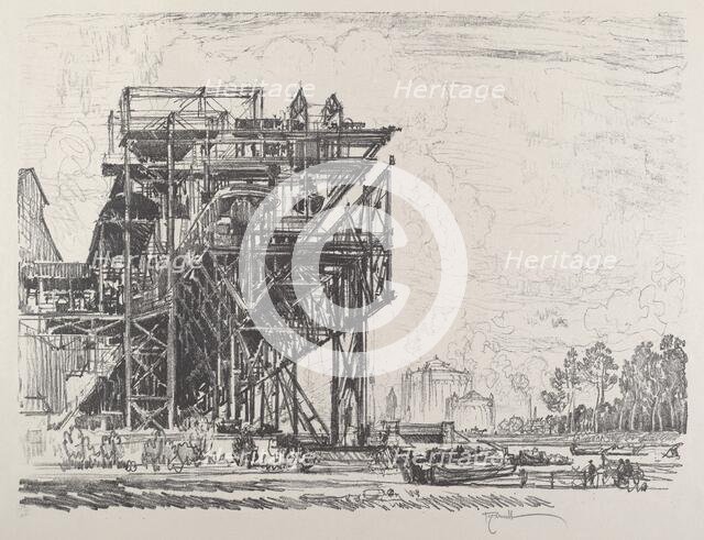 Gas Works from the Canal, Berlin, 1921. Creator: Joseph Pennell.