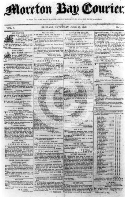 Moreton Bay Courier, 1st Issue (front page), 1846. Creator: Unknown.