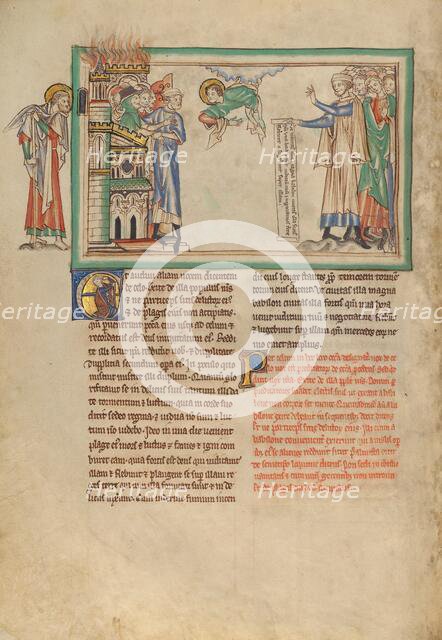 The People of God Leaving Babylon and Merchants Lamenting Babylon, about 1255-1260. Creator: Unknown.