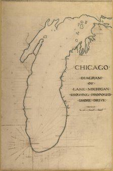 Plate 35 from Plan of Chicago 1909: Chicago, and Diagram of Lake Michigan. Proposed Roadway... Creator: Daniel Burnham.