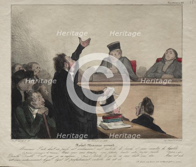 Caricaturana, plate 44: Robert-Macaire, lawyer, 1837. Creator: Honoré Daumier (French, 1808-1879); Aubert.
