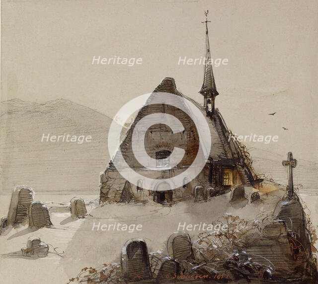 Mountain Scene, 1852. Creator: Caspar Scheuren.