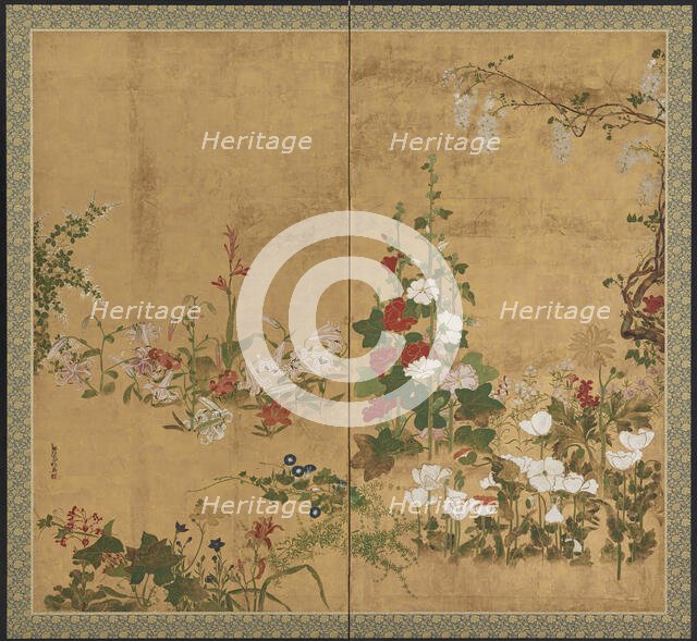 Flowers, Edo period, early-mid 18th century. Creator: Watanabe Shiko.