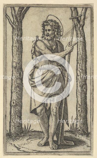 John the Baptist holding a staff, from the series 'Piccoli Santi' (Small Saints),..., ca. 1500-1527. Creator: Marcantonio Raimondi.