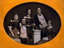 Benjamin family group portrait, posed around a column, between 1845 and 1858. Creator: Edward Tompkins Whitney.