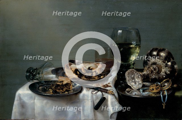 Breakfast Table with Blackberry Pie, 1631. Artist: Heda, Willem Claesz (1594-1680)