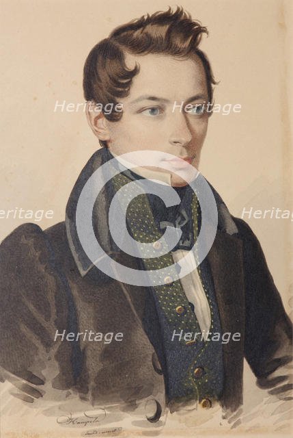 Portrait of Sergei Fyodorovich Plautin (1798-1881), 1830s. Creator: Hampeln, Carl, von (1794-after 1880).