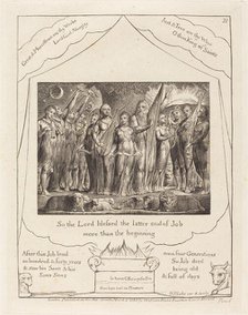 Job and His Wife Restored to Prosperity, 1825. Creator: William Blake.