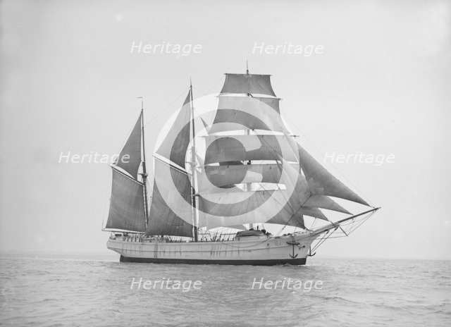 A barquentine rigged ship, 1913. Creator: Kirk & Sons of Cowes.
