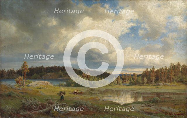 Landscape from Kuru in Morning Light, 1858. Creator: Werner Holmberg.