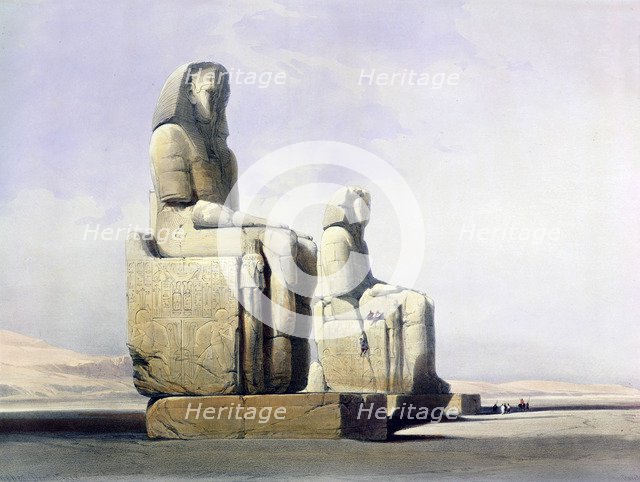 Detail of the Colossi of Memnon, Thebes, Egypt, December 4th 1838 (1846). Artist: Louis Haghe