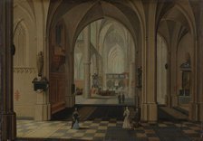 Interior of an Imaginary Gothic Church, Looking East, c.1655-c.1660. Creator: Peeter Neeffs the Elder.