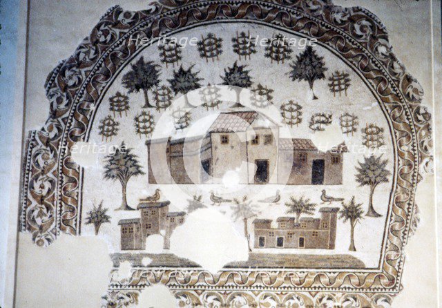 Roman Mosaic of Roman Villa with trees and vines, c3rd century. Artist: Unknown.