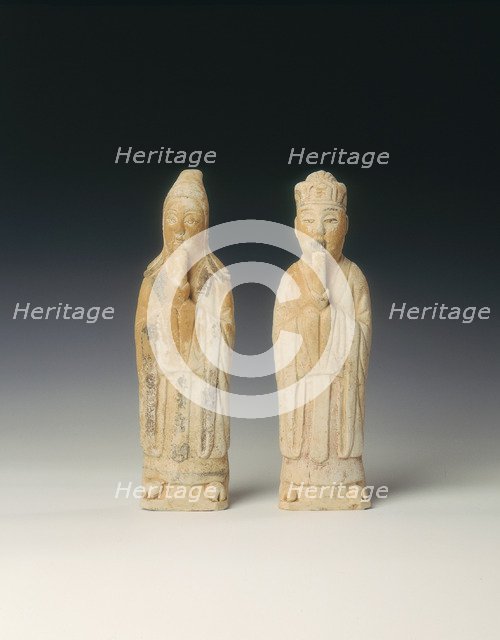 Unglazed pottery officials holding sceptres, Northern Song dynasty, China, 11th century. Artist: Unknown