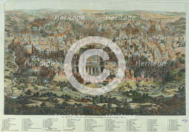 The Jerusalem Map (Vue générale de Jérusalem historique et moderne), ca 1862. Artist: Eltzner, Adolf (1816-1891)