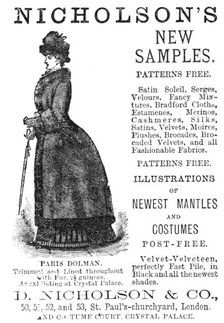 Nicholson's New Samples, 1883.  Creator: Unknown.
