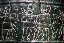 Detail of a bronze situala with Etruscan soldiers, 5th century BC. Artist: Unknown