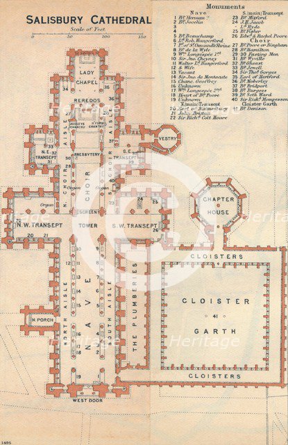 'Salisbury Cathedral', c20th Century. Artist: John Bartholomew.