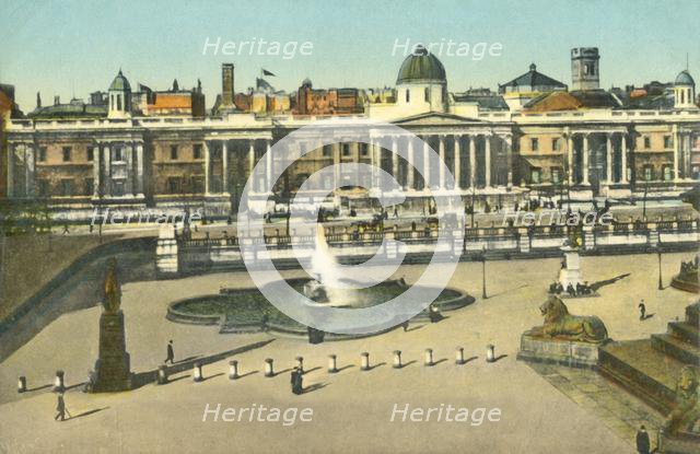 The National Gallery and Trafalgar Square, London, c1910.  Creator: Unknown.