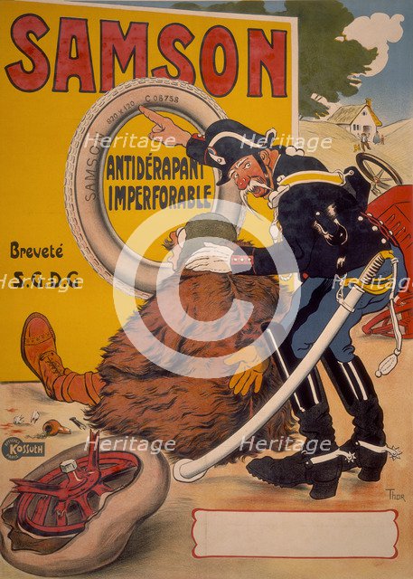Poster advertising Samson tyres, 1905. Artist: Thor