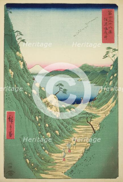 Shiojiri Pass in Shinano Province (Shinano Shiojiri toge), from the series "Thirty-six..., 1858. Creator: Ando Hiroshige.