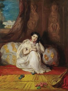 Jeune fille mauresque, assise dans un riche intérieur (Almée), 1853. Creator: Chassériau, Théodore (1819-1856).