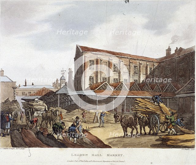 Leadenhall Market, London, 1809. Artist: Augustus Charles Pugin