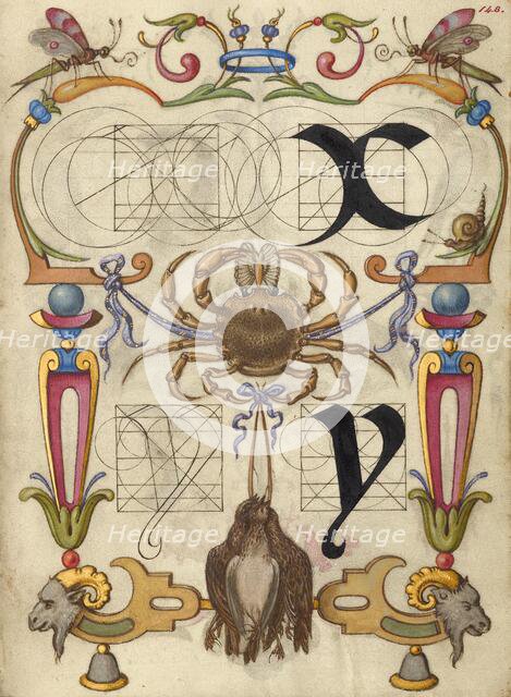 Guide for Constructing the Letters x and y; Mira calligraphiae monumenta, about 1591-1596. Creator: Joris Hoefnagel.