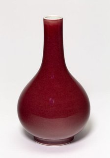 Red-Glazed Bottle Vase, Qing dynasty (1644-1911), Yongzheng period (1723-1735). Creator: Unknown.