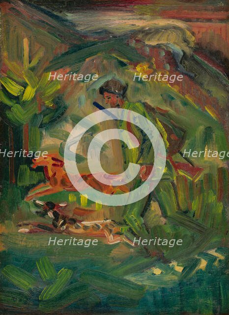 Walking Hunter with Dogs, 1940-1944. Creator: Arnold Peter Weisz-Kubincan.