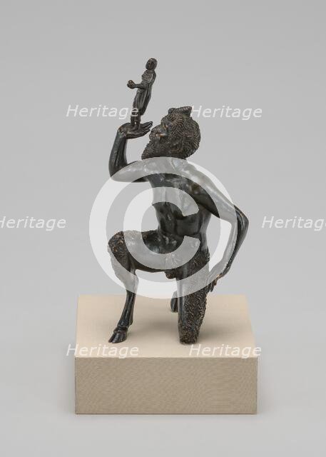 Kneeling Satyr Supporting the Figure of an Emperor, c. 1500. Creator: Severo Calzetta da Ravenna.