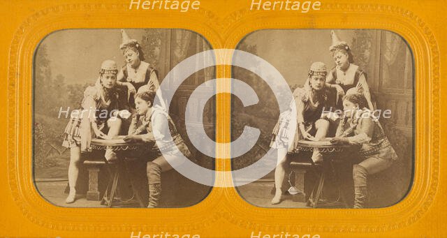 Genre scene: three women in costume, 1855-1860. Creator: Unknown.